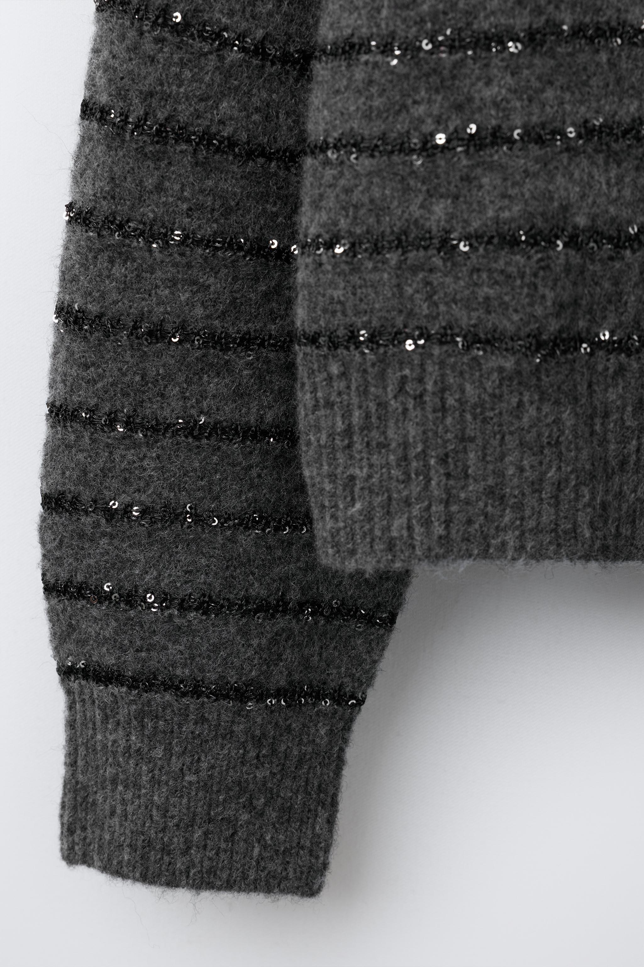 STRIPED SEQUIN KNIT SWEATER